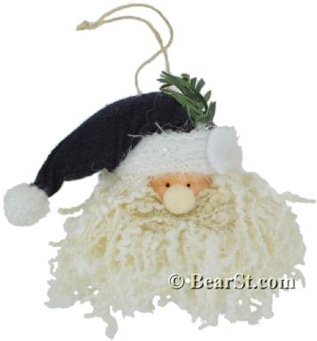 Gund Country Kringles Santa Face Ornament, blue